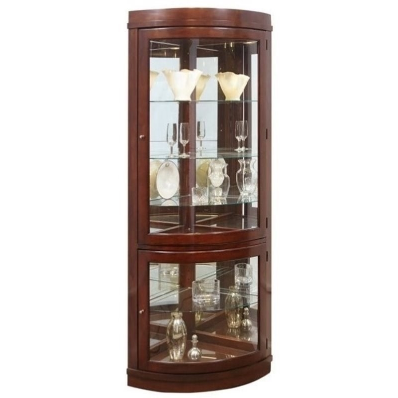 (Set of 2) Corner Curio Cabinet in Chocolate Cherry