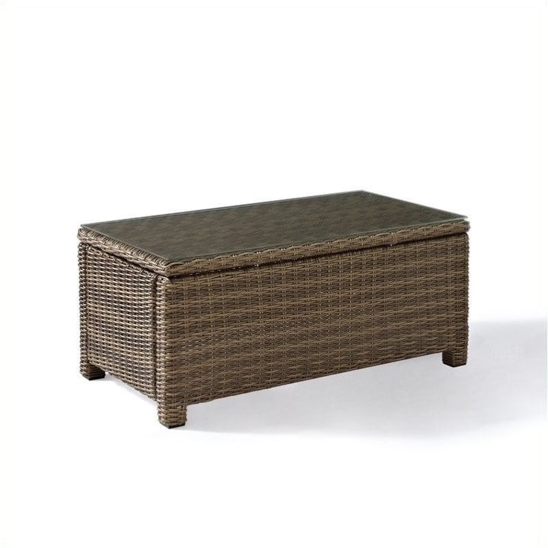 4 Piece Wicker Sofa Patio Set with Coffee Table in Red Sangria