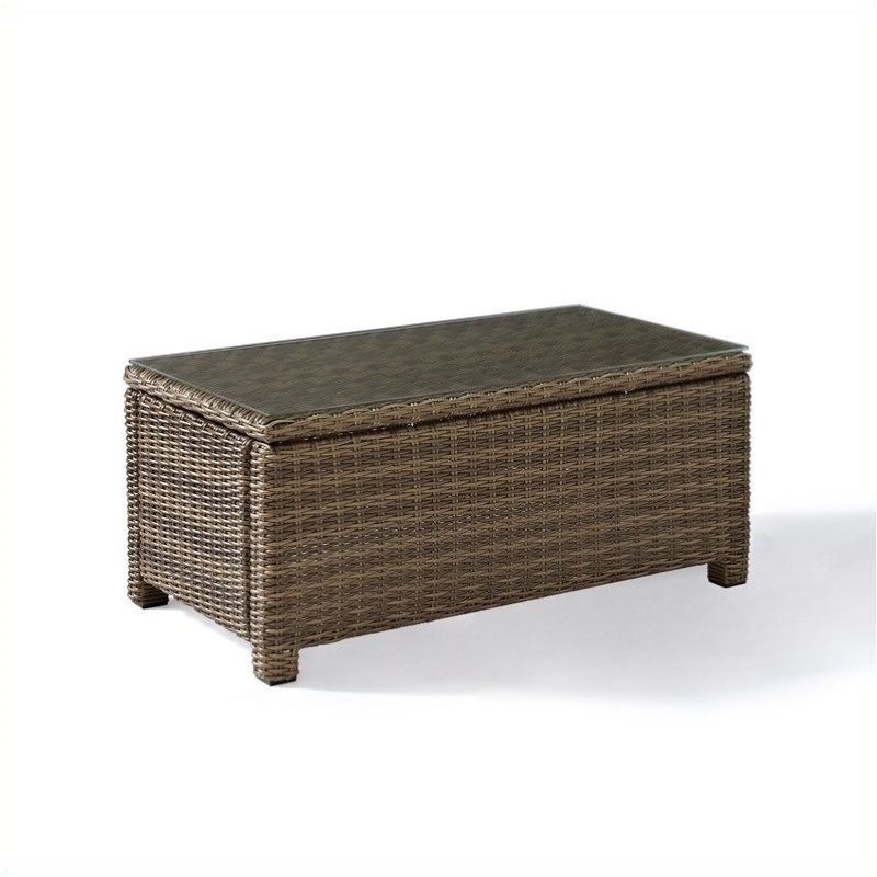 4 Piece Wicker Sofa Patio Set with Coffee Table in Red Sangria