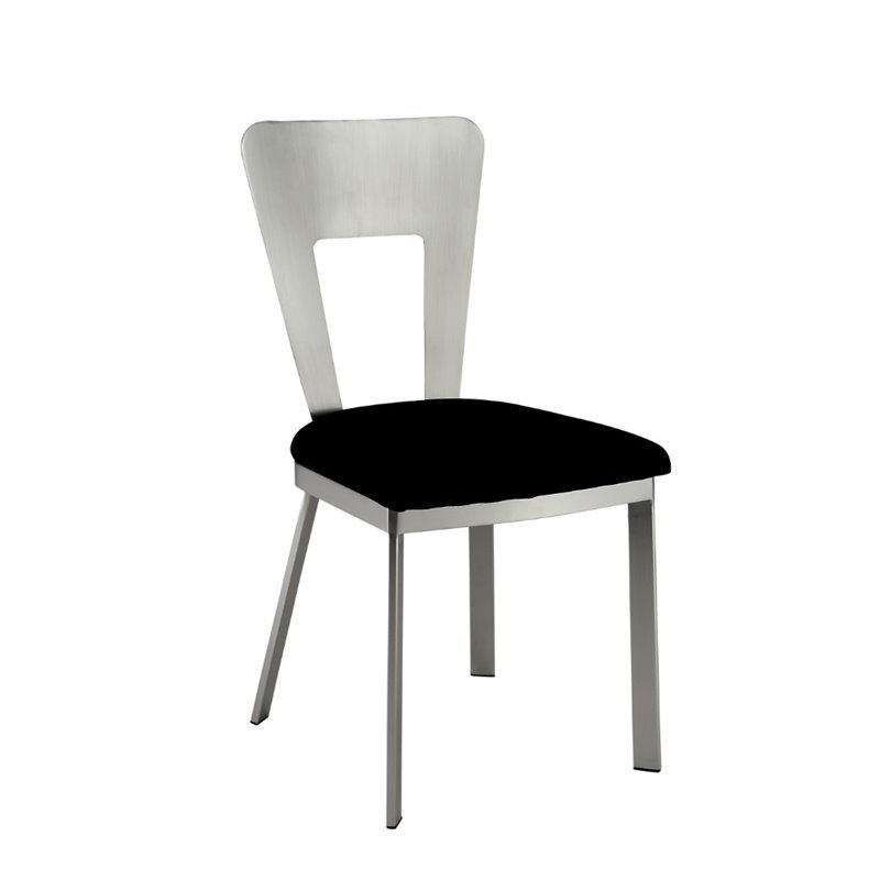 Home Square Contemporary Metal Dining Chairs in Silver/Black (Set of 4) 