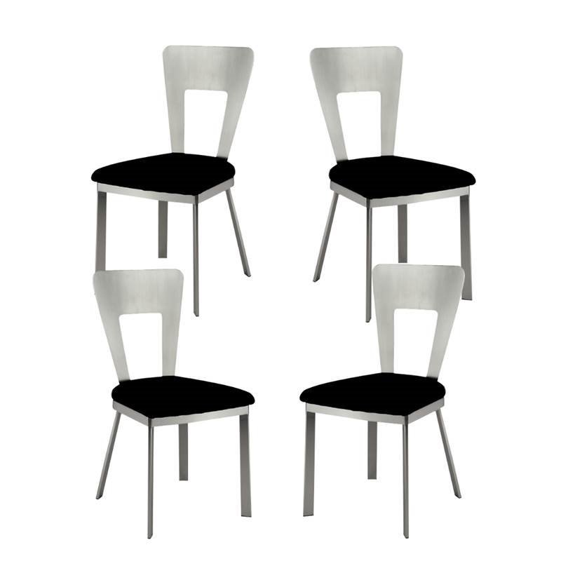 Home Square Contemporary Metal Dining Chairs in Silver/Black (Set of 4) 
