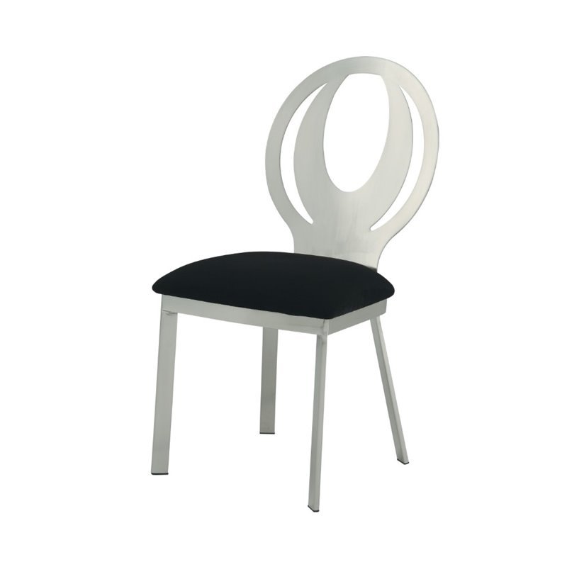 (Set of 4) Dining Chairs in Chrome and Black 