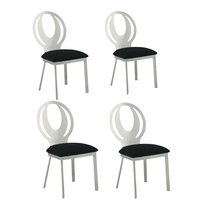 (Set of 4) Dining Chairs in Chrome and Black 