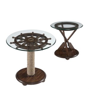 2 Piece Coffee Table and End Table Set in Dark Oak