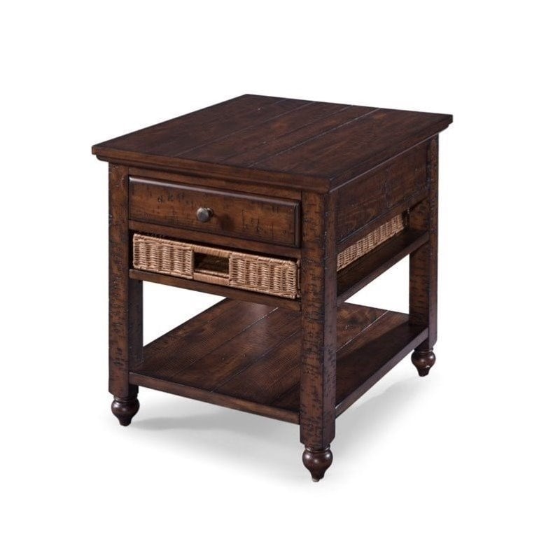 (Set of 2) 1 Drawer End Table in Brown