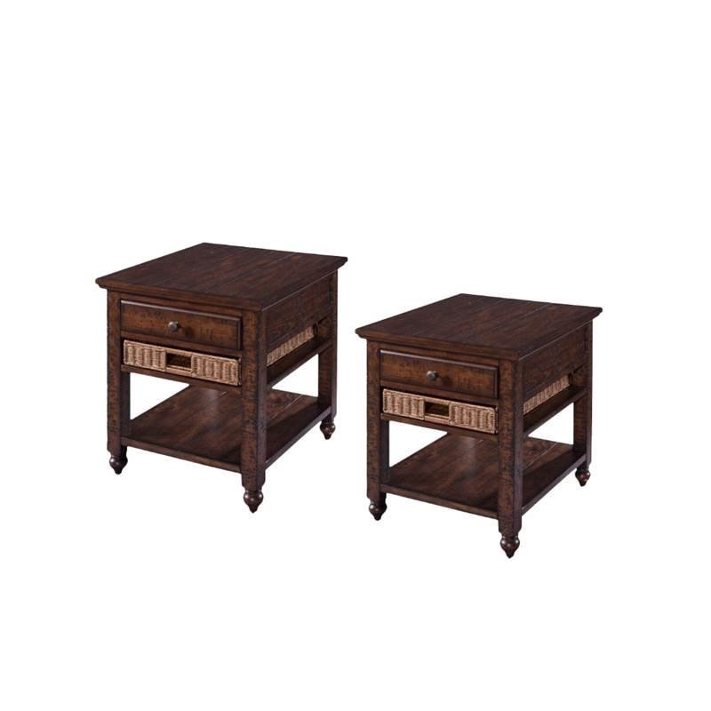 (Set of 2) 1 Drawer End Table in Brown