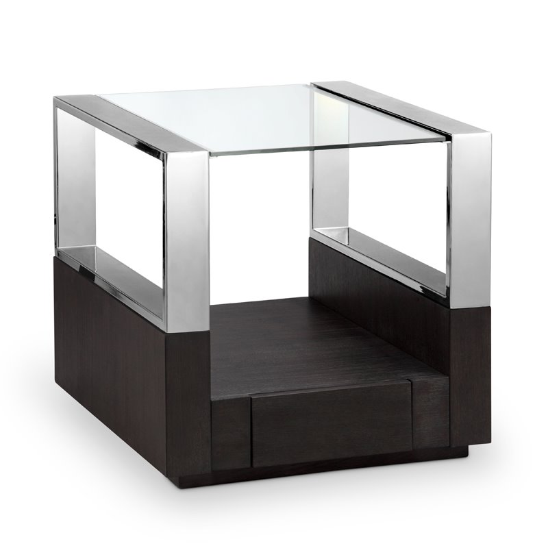 2 Piece Coffee and End Table Set in Graphite Glass