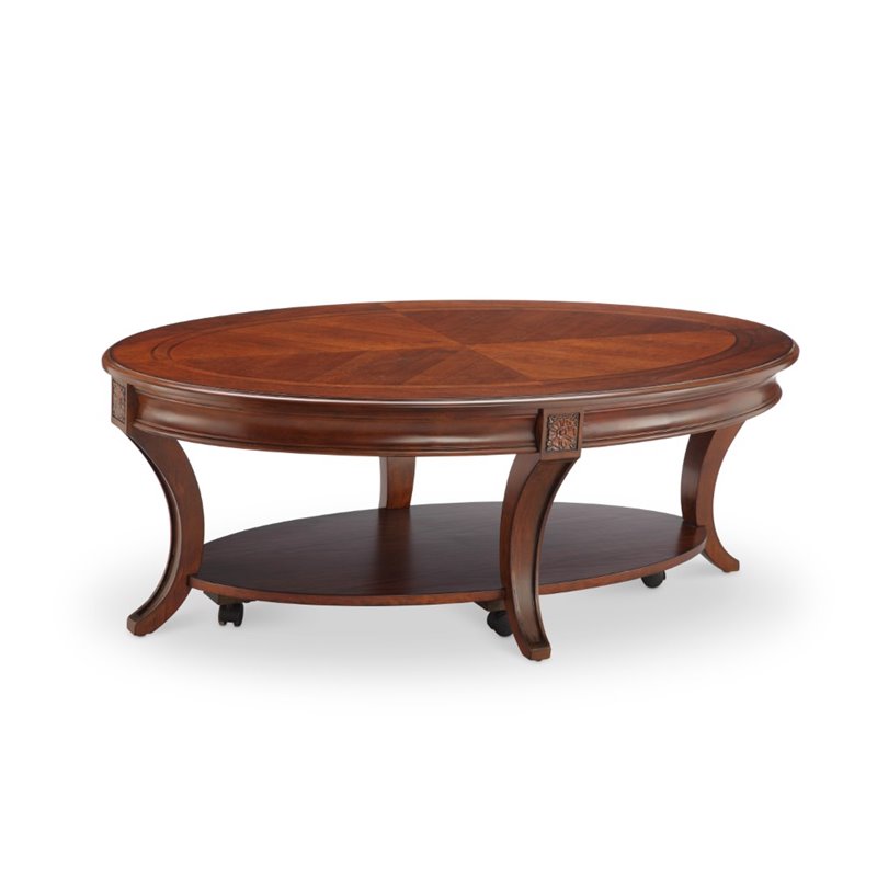 3 Piece Transitional Coffee and End Table Set in Cherry