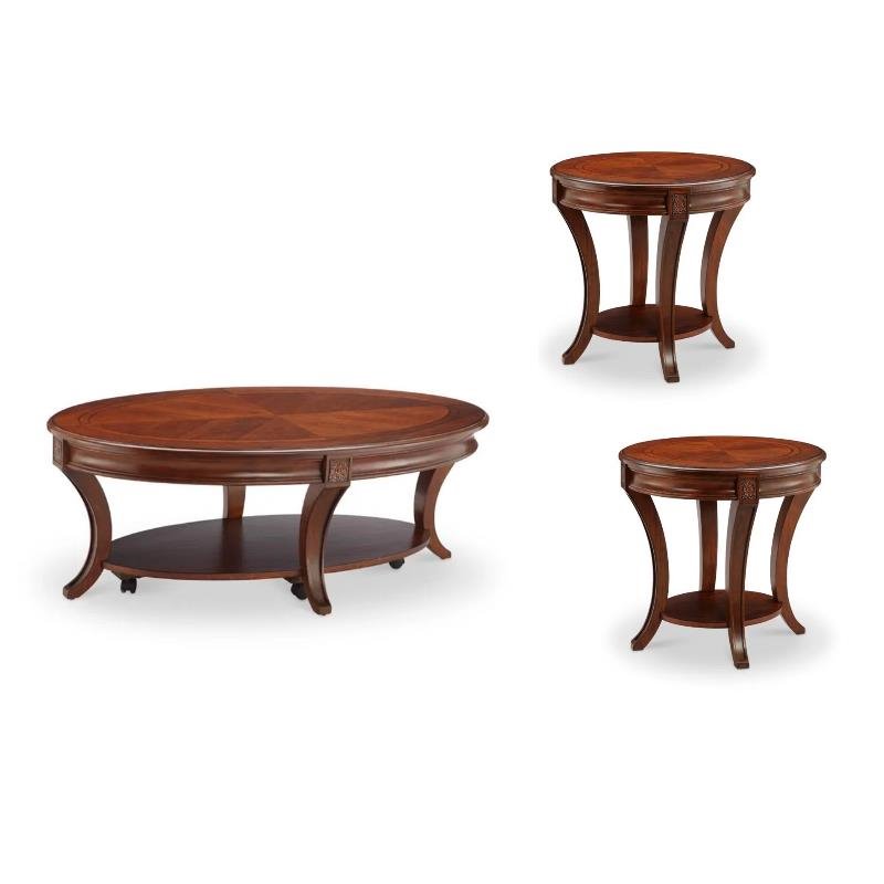 3 Piece Transitional Coffee and End Table Set in Cherry