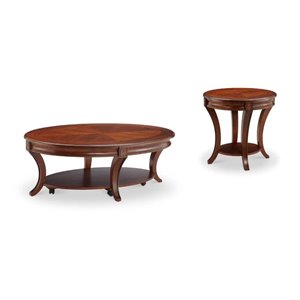 2 Piece Transitional Coffee and End Table Set in Cherry
