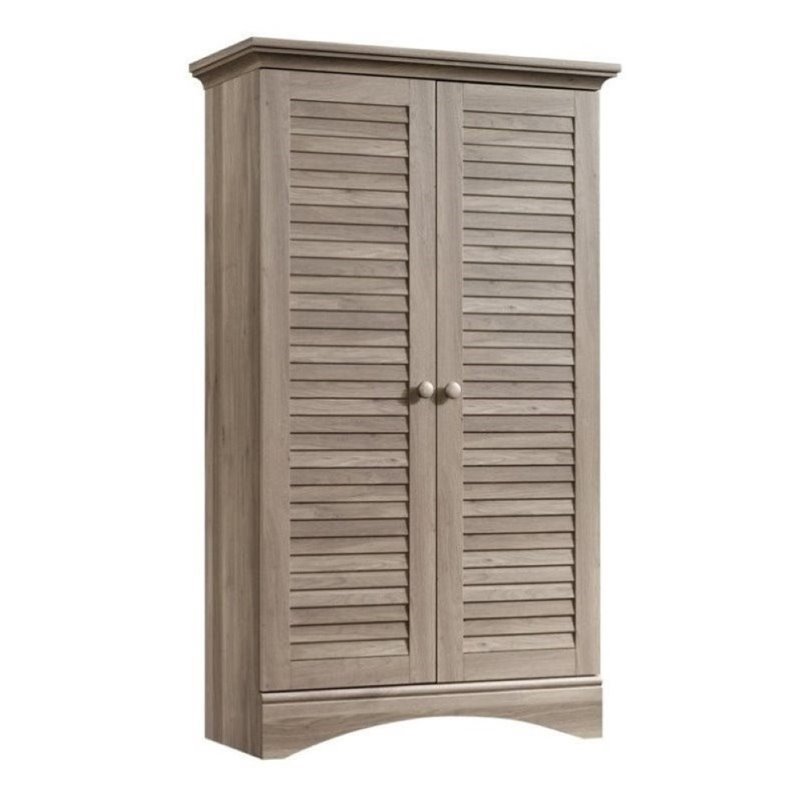 Home Square 2 Piece L-Shaped Computer Desk with Storage Cabinet Set in Salt Oak