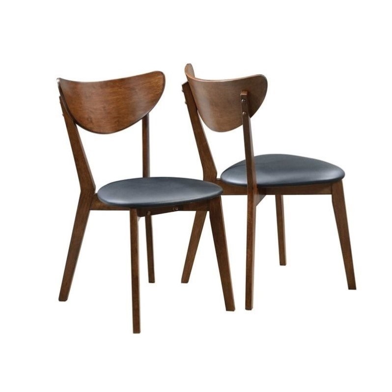 5 Piece Mid Century Modern Dining Table and 4-Chair Set in Dark Walnut