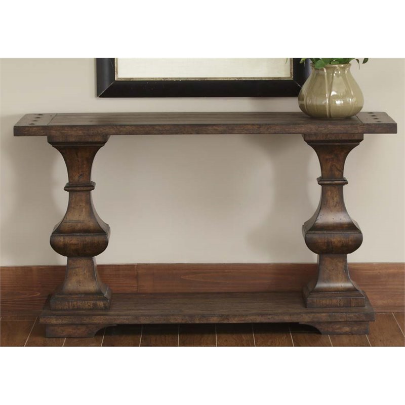 2 Piece Living Room Set Console Table and Coffee Table in Kona Brown