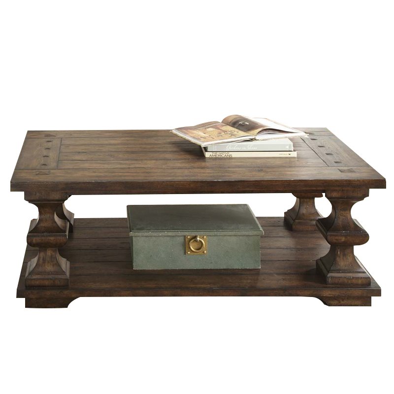 2 Piece Living Room Set Console Table and Coffee Table in Kona Brown
