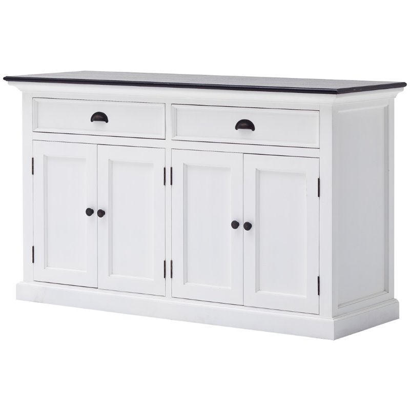 Set of 2 Storage Kitchen Buffet with Drawers and Sliding Door in White