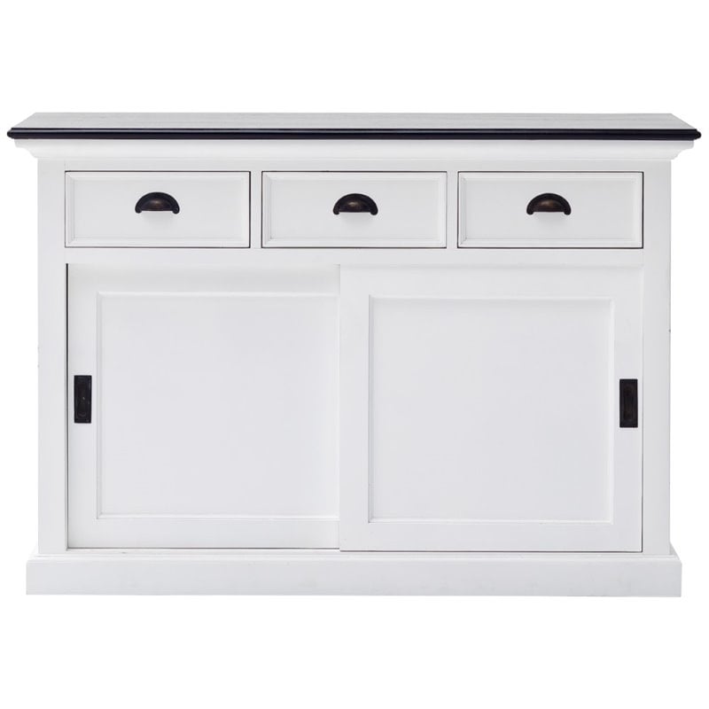 Set of 2 Storage Kitchen Buffet with Drawers and Sliding Door in White