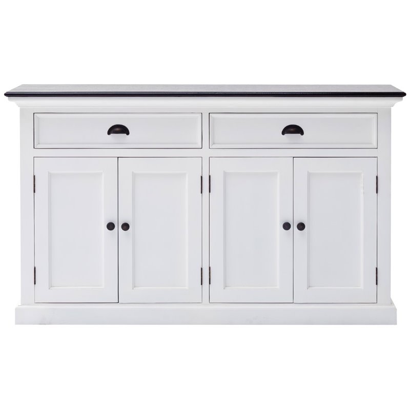 Set of 2 Storage Kitchen Buffet with Drawers and Sliding Door in White