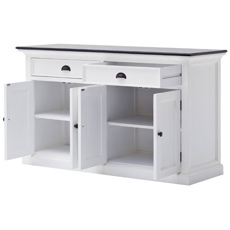 Set of 2 Storage Kitchen Buffet with Drawers and Sliding Door in White