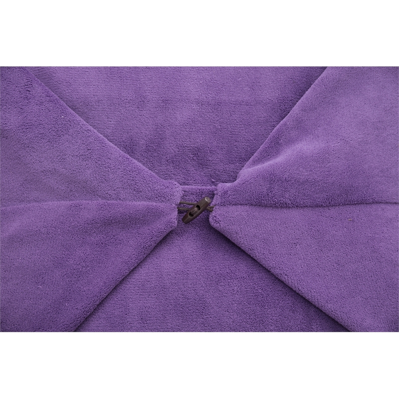 Set of 2 Pouf Purple Beanbag Microplush 3 in 1 Ottoman Chair Pillow