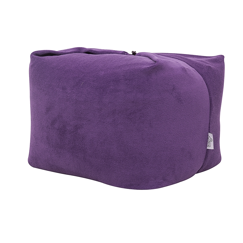 Set of 2 Pouf Purple Beanbag Microplush 3 in 1 Ottoman Chair Pillow