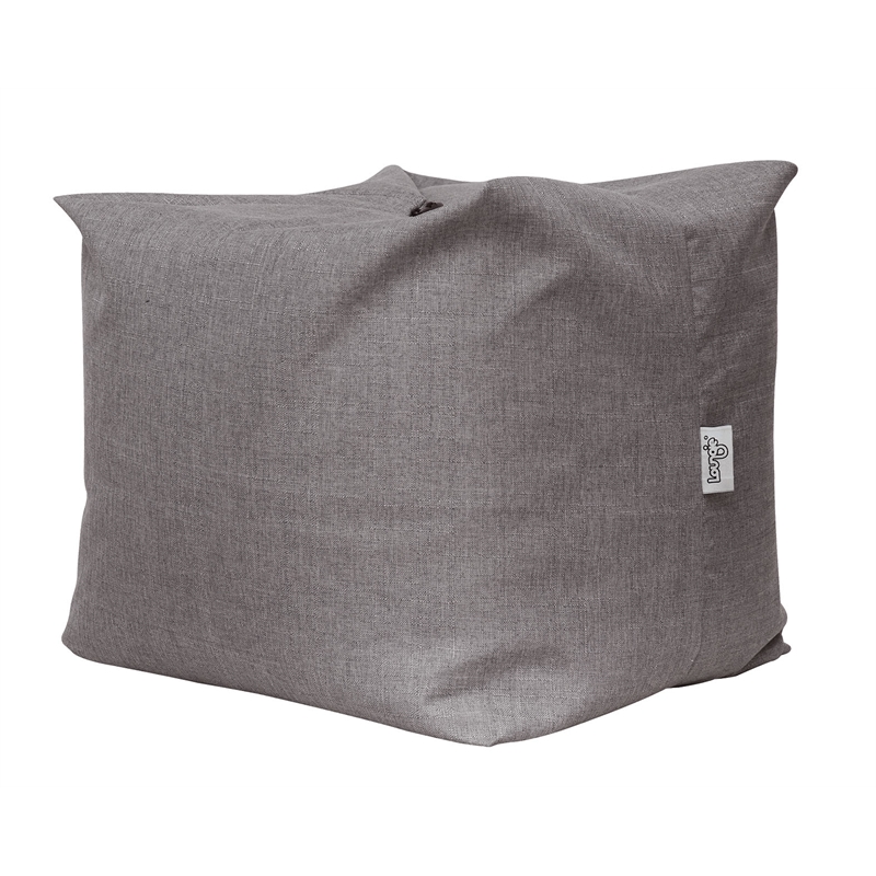 Set of 2 Magic Pouf Grey Linen Beanbag 3 in 1 Ottoman Chair Pillow