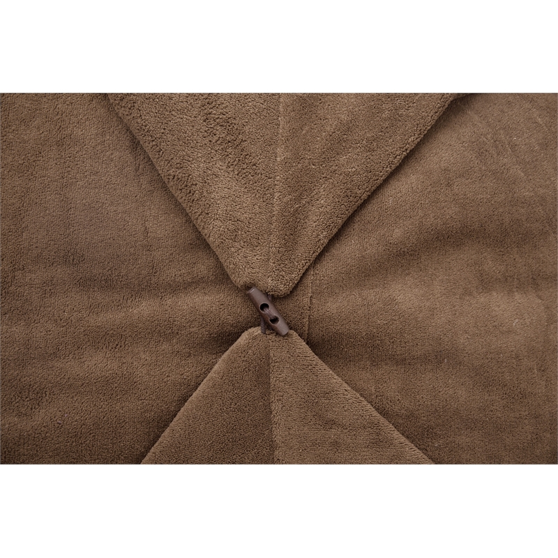 Set of 3 Microplush Pouf Brown Beanbag 3 in 1 Ottoman Chair Pillow