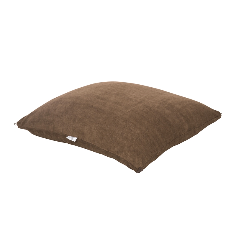 Set of 3 Microplush Pouf Brown Beanbag 3 in 1 Ottoman Chair Pillow