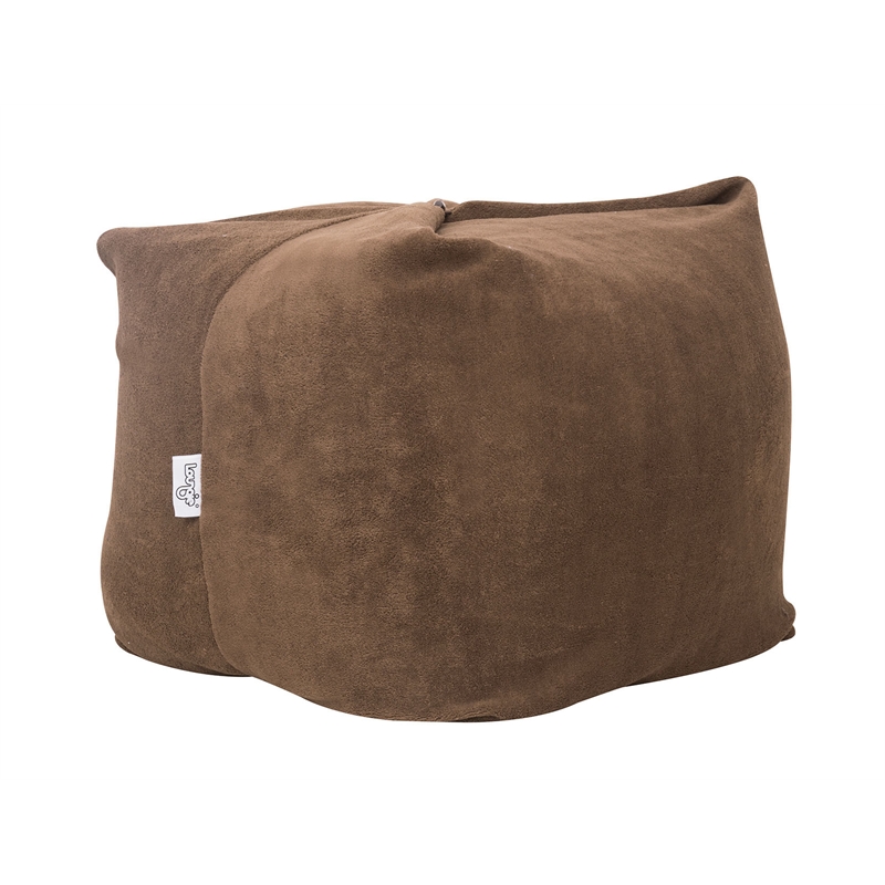 Set of 3 Microplush Pouf Brown Beanbag 3 in 1 Ottoman Chair Pillow