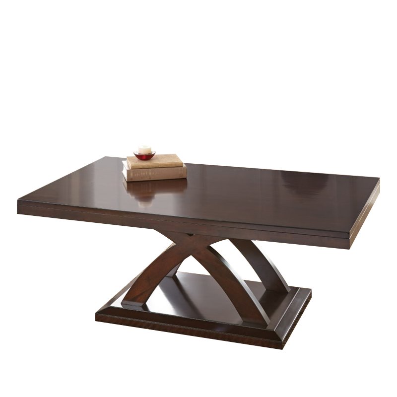 3 Piece Modern Wood Coffee Table and End Table Set in Espresso Cherry