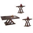 3 Piece Modern Wood Coffee Table and End Table Set in Espresso Cherry