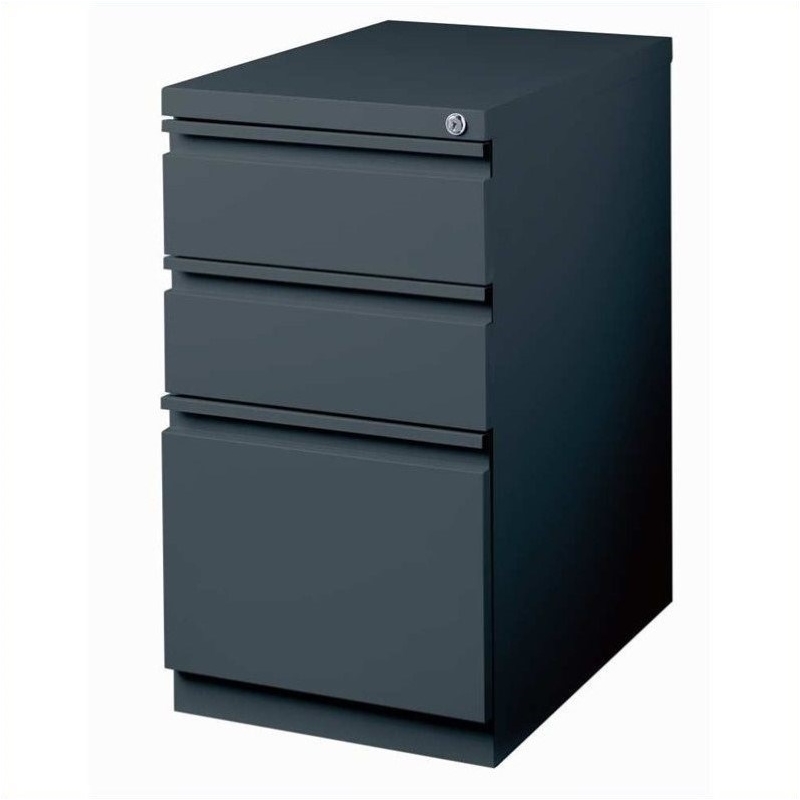 Home Square 3 Drawer Mobile File Cabinet in Charcoal in Set of 2