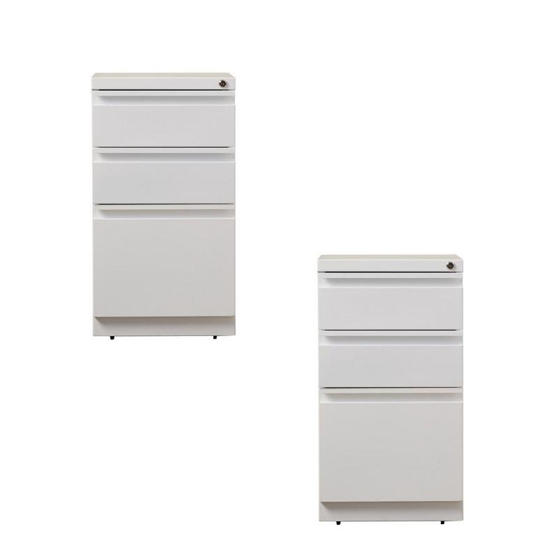 Value Pack (Set of 2) 3 Drawer Mobile File Cabinet in White