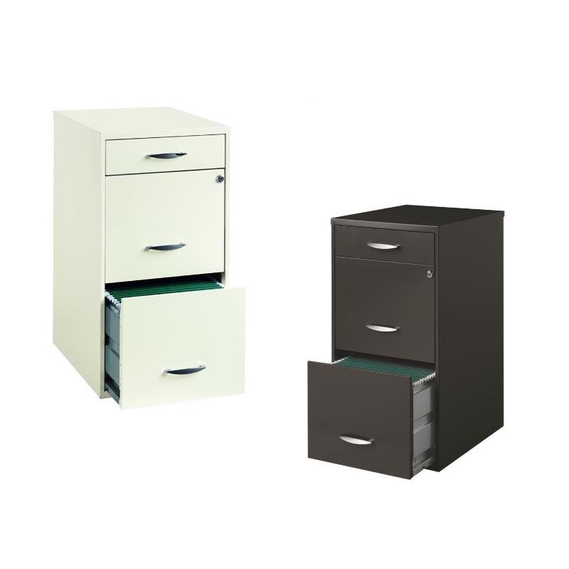 Value Pack (Set of 2) 3 Drawer File Cabinet in Charcoal and White