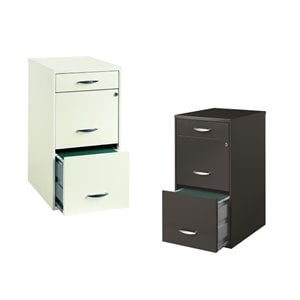 Value Pack (Set of 2) 3 Drawer File Cabinet in Charcoal and White