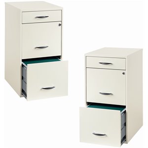 Value Pack (Set of 2) 3 Drawer Steel File Cabinet in White