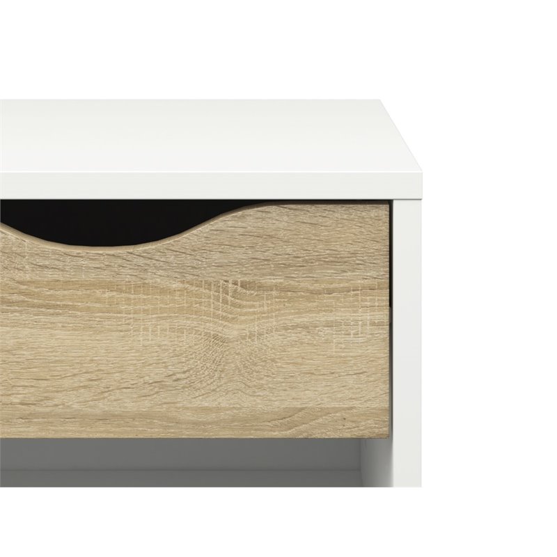 Set of 2 Nightstands in White and Oak
