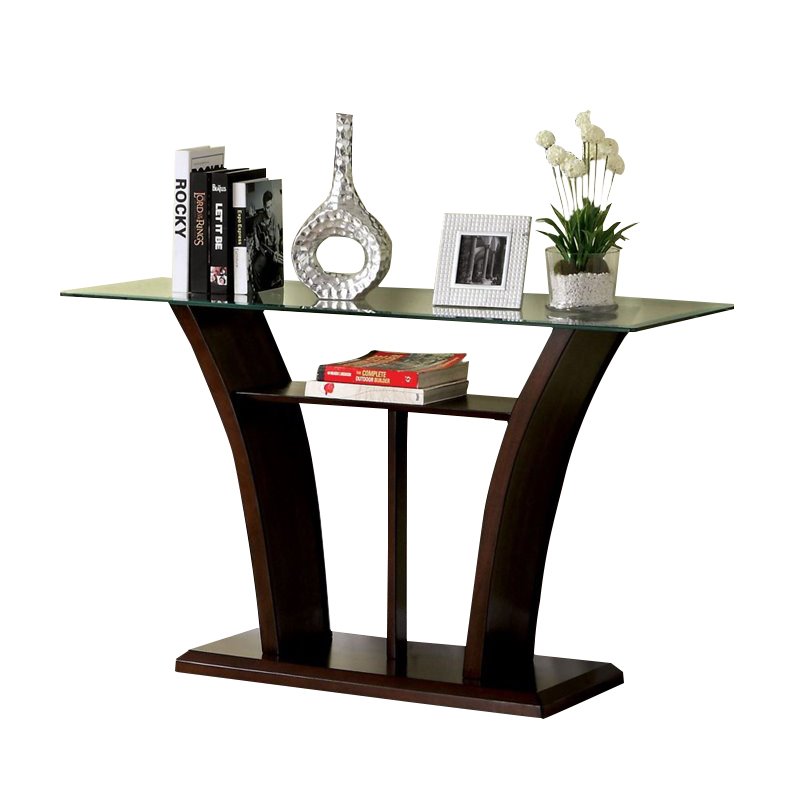 Lantler Transitional 3-Piece Glass Top Coffee Table Set in Brown