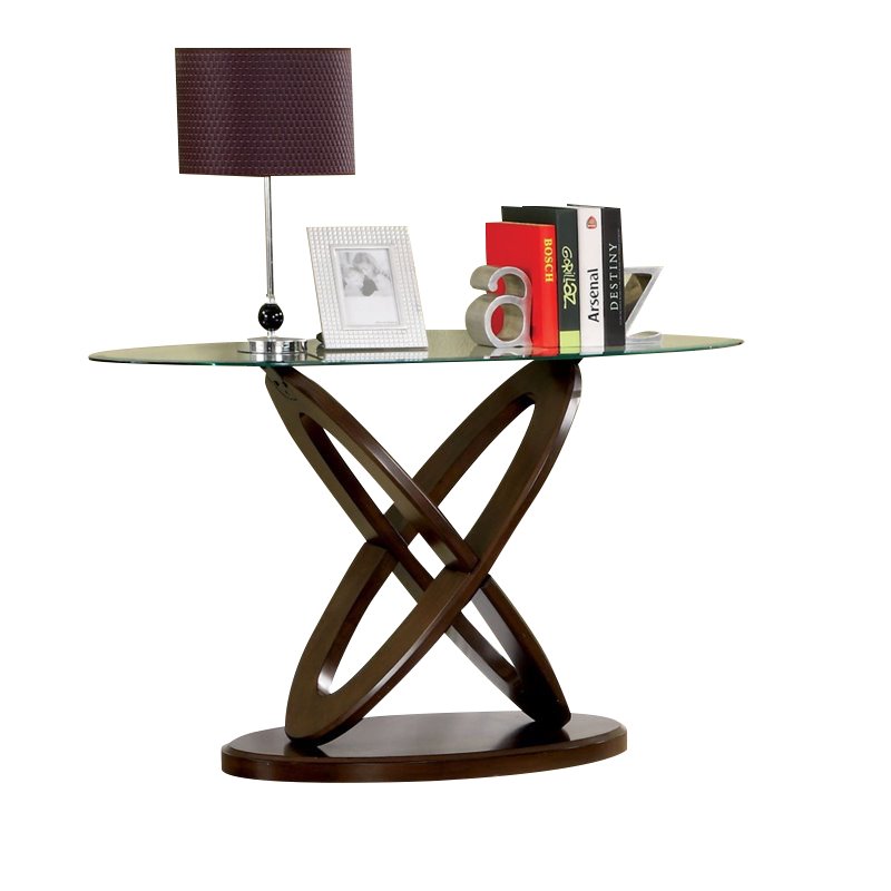 Darbunic Contemporary 3-Piece Glass Top Coffee Table Set in Dark Walnut