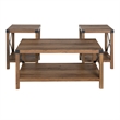 4 Piece Barn Door TV Stand Coffee Table and 2 End Table Set in Rustic Oak