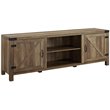 2 Piece Barn Door TV Stand Console and Buffet Side Table Set in Rustic Oak