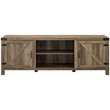 2 Piece Barn Door TV Stand Console and Buffet Side Table Set in Rustic Oak