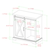 2 Piece Barn Door TV Stand Console and Buffet Side Table Set in Rustic Oak