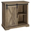 2 Piece Sliding Barn Door TV Stand Console and Buffet Cabinet Set in Rustic Oak
