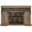 2 Piece Sliding Barn Door TV Stand Console and Buffet Cabinet Set in Rustic Oak