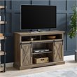 2 Piece Sliding Barn Door TV Stand Console and Buffet Cabinet Set in Rustic Oak