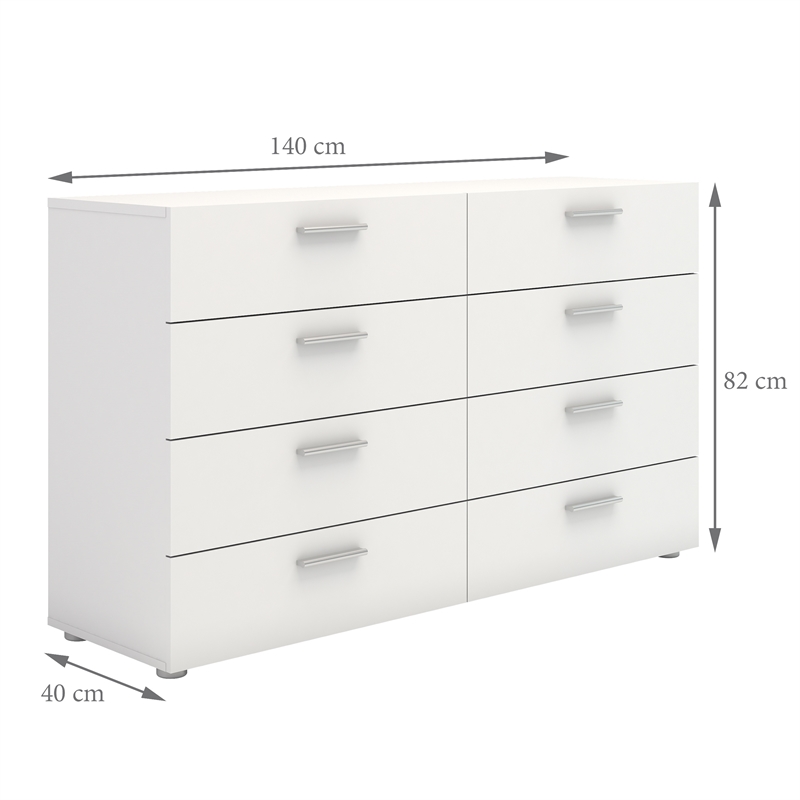 2 Pieces Engineered Wood Set of 8 Drawer Double Dresser & 4 Drawer Chest - White