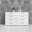 Home Square 3 Piece Double Dresser and Nightstand Bedroom Set in White