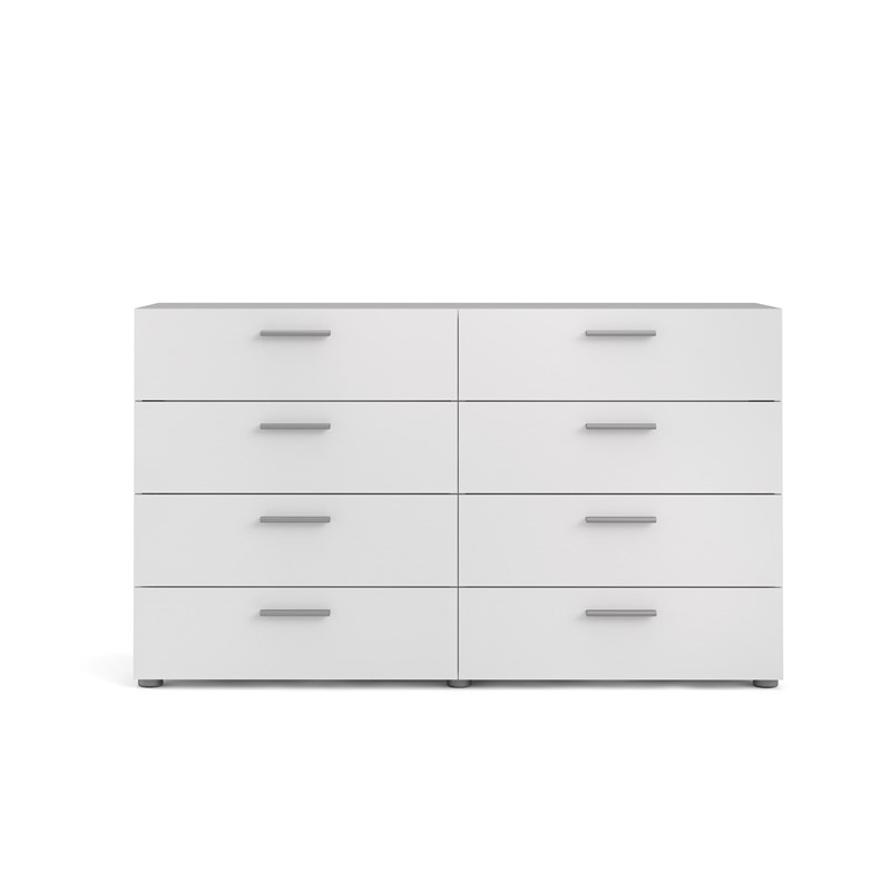 Home Square 3 Piece Double Dresser and Nightstand Bedroom Set in White
