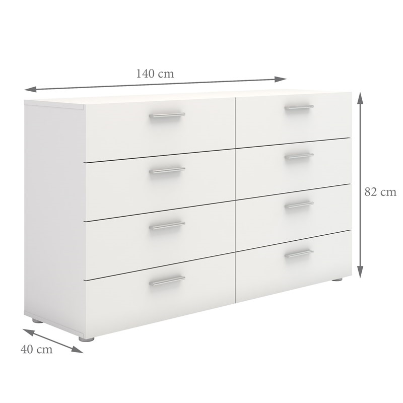 Home Square 3 Piece Double Dresser and Nightstand Bedroom Set in White