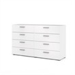 Home Square 3 Piece Double Dresser and Nightstand Bedroom Set in White